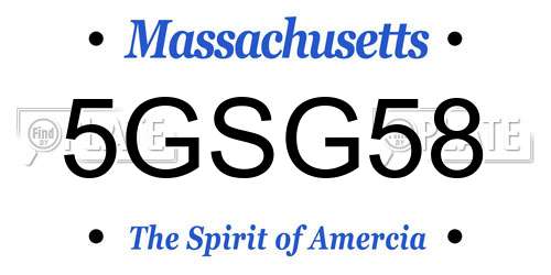 5GSG58 Massachusetts License Plate