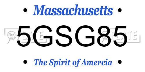 5GSG85 Massachusetts License Plate