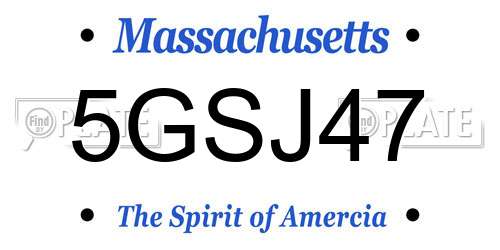 5GSJ47 Massachusetts License Plate