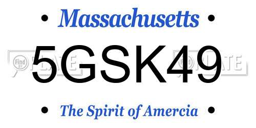 5GSK49 Massachusetts License Plate