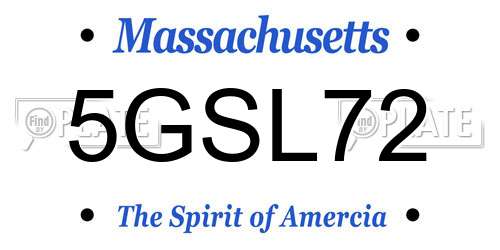 5GSL72 Massachusetts License Plate
