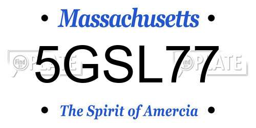5GSL77 Massachusetts License Plate