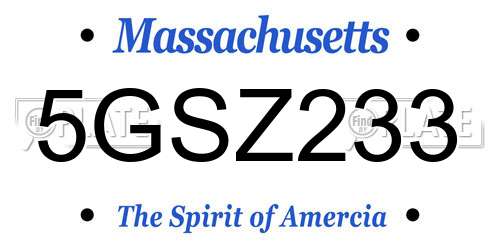 5GSZ233 Massachusetts License Plate