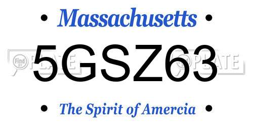 5GSZ63 Massachusetts License Plate
