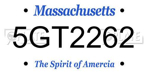 5GT2262 Massachusetts License Plate