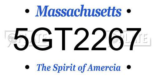 5GT2267 Massachusetts License Plate