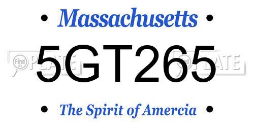 5GT265 Massachusetts License Plate