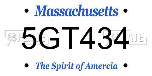 5GT434 Massachusetts License Plate