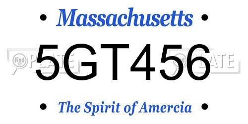 5GT456 Massachusetts License Plate