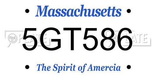 5GT586 Massachusetts License Plate