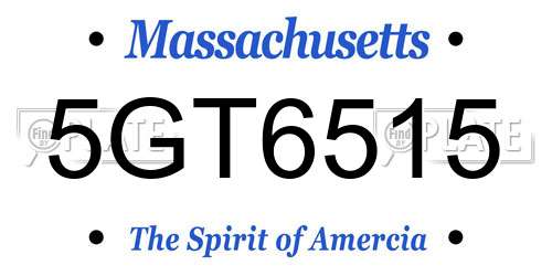 5GT6515 Massachusetts License Plate