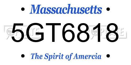 5GT6818 Massachusetts License Plate