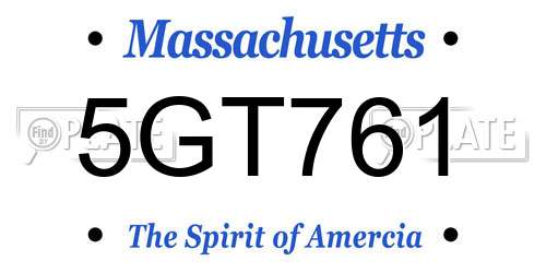 5GT761 Massachusetts License Plate