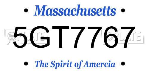 5GT7767 Massachusetts License Plate