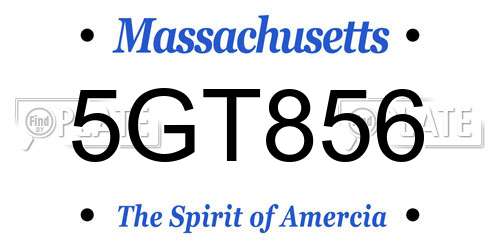 5GT856 Massachusetts License Plate