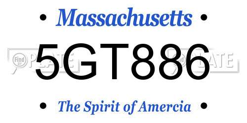 5GT886 Massachusetts License Plate