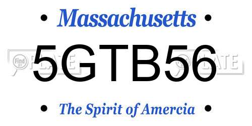 5GTB56 Massachusetts License Plate