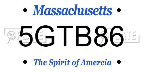 5GTB86 Massachusetts License Plate