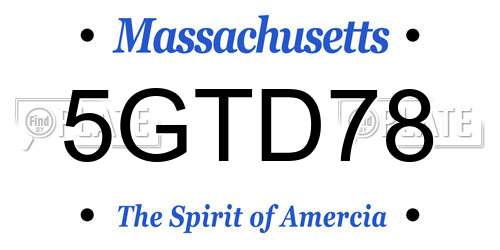 5GTD78 Massachusetts License Plate