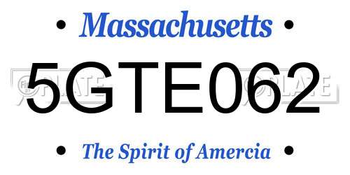 5GTE062 Massachusetts License Plate