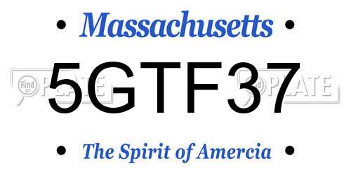 5GTF37 Massachusetts License Plate