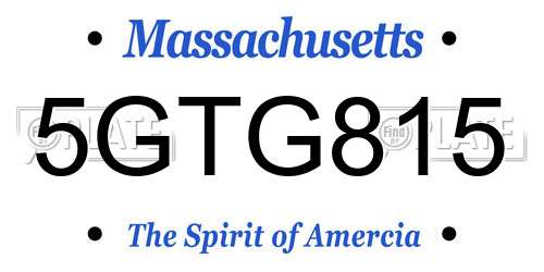 5GTG815 Massachusetts License Plate