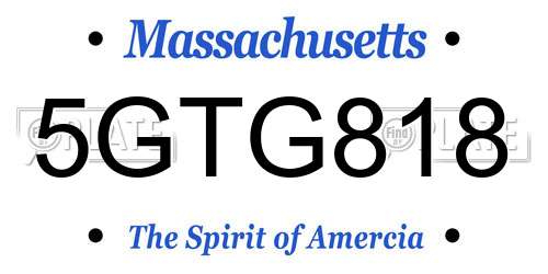 5GTG818 Massachusetts License Plate