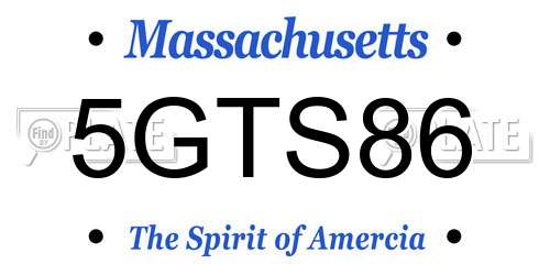 5GTS86 Massachusetts License Plate