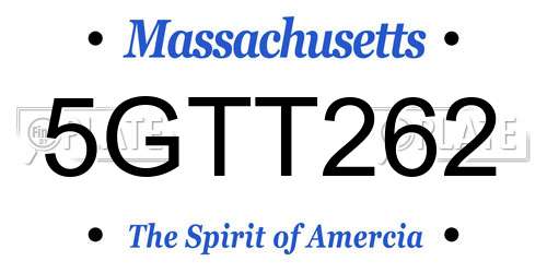 5GTT262 Massachusetts License Plate
