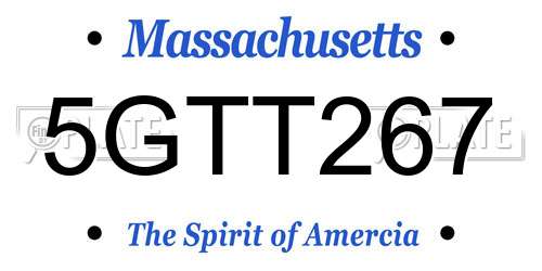 5GTT267 Massachusetts License Plate