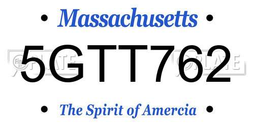 5GTT762 Massachusetts License Plate
