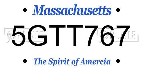 5GTT767 Massachusetts License Plate