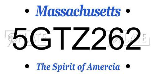 5GTZ262 Massachusetts License Plate