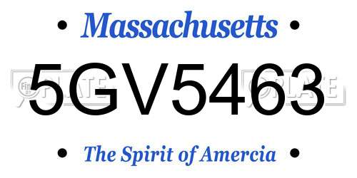 5GV5463 Massachusetts License Plate