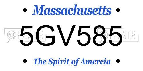 5GV585 Massachusetts License Plate