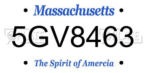 5GV8463 Massachusetts License Plate