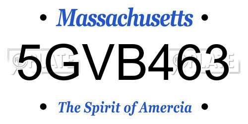 5GVB463 Massachusetts License Plate