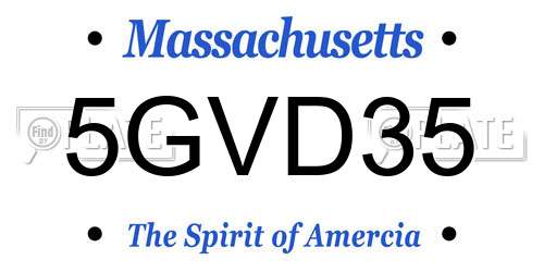 5GVD35 Massachusetts License Plate