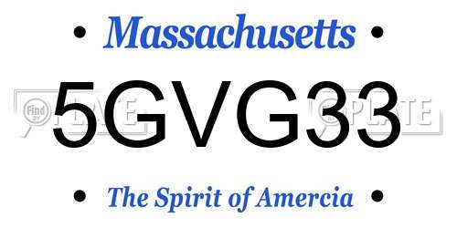 5GVG33 Massachusetts License Plate