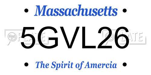 5GVL26 Massachusetts License Plate