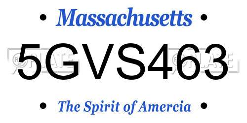 5GVS463 Massachusetts License Plate