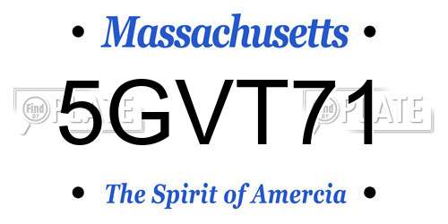 5GVT71 Massachusetts License Plate