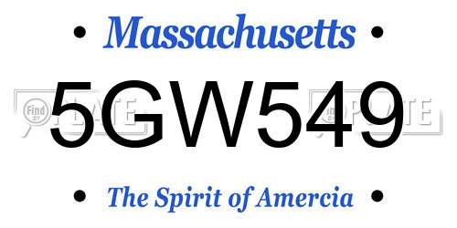 5GW549 Massachusetts License Plate