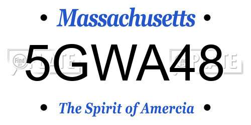 5GWA48 Massachusetts License Plate