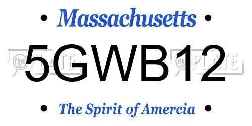 5GWB12 Massachusetts License Plate