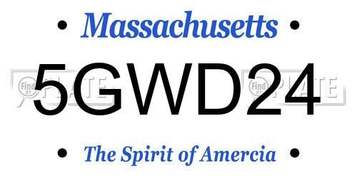 5GWD24 Massachusetts License Plate