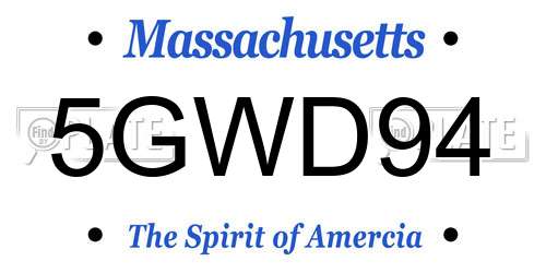 5GWD94 Massachusetts License Plate