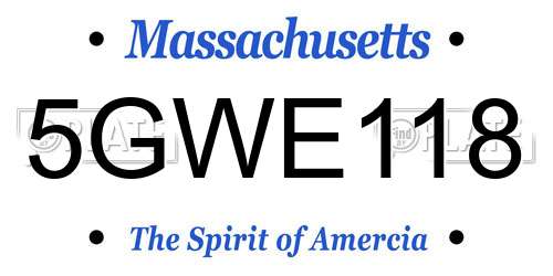 5GWE118 Massachusetts License Plate