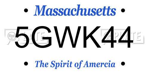 5GWK44 Massachusetts License Plate