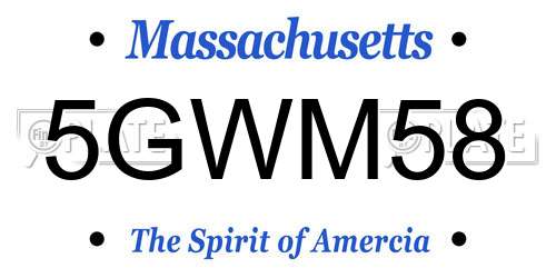 5GWM58 Massachusetts License Plate